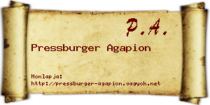 Pressburger Agapion névjegykártya